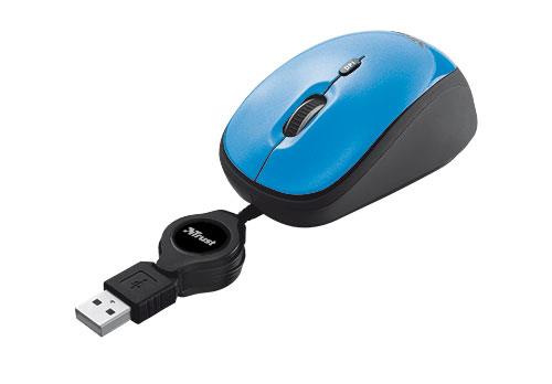 TRUST Mouse ottico Trust Yvi con filo retraibile blu